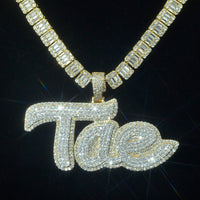 Custom Full Iced Trendy Moissanit Diamond 925 Silver Name Pendant