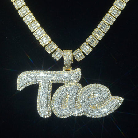 Custom Full Iced Trendy Moissanit Diamond 925 Silver Name Pendant