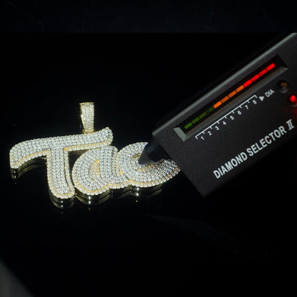 Custom Full Iced Trendy Moissanit Diamond 925 Silver Name Pendant