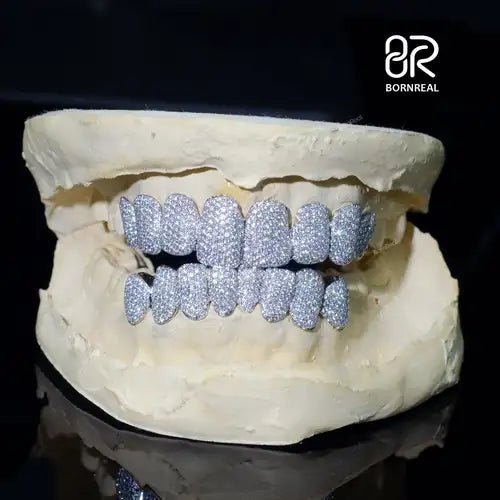 Custom High - Quality Hip Hop Jewelry Teeth 8Top&8Dowm 925 Silver Vvs Diamond Fully Iced Out Perm Cut Moissanite Grillz For Mens