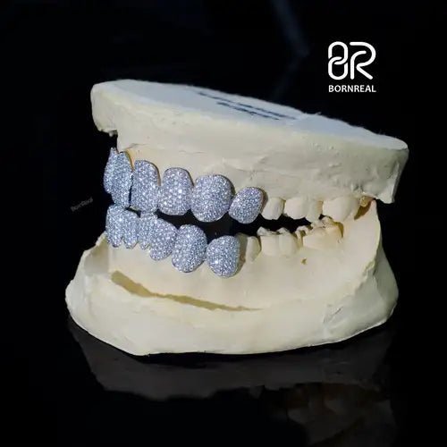 Custom High - Quality Hip Hop Jewelry Teeth 8Top&8Dowm 925 Silver Vvs Diamond Fully Iced Out Perm Cut Moissanite Grillz For Mens