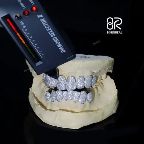 Custom High - Quality Hip Hop Jewelry Teeth 8Top&8Dowm 925 Silver Vvs Diamond Fully Iced Out Perm Cut Moissanite Grillz For Mens