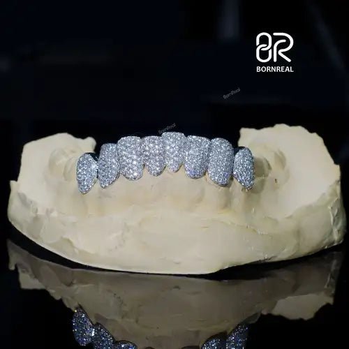 Custom High - Quality Hip Hop Jewelry Teeth 8Top&8Dowm 925 Silver Vvs Diamond Fully Iced Out Perm Cut Moissanite Grillz For Mens