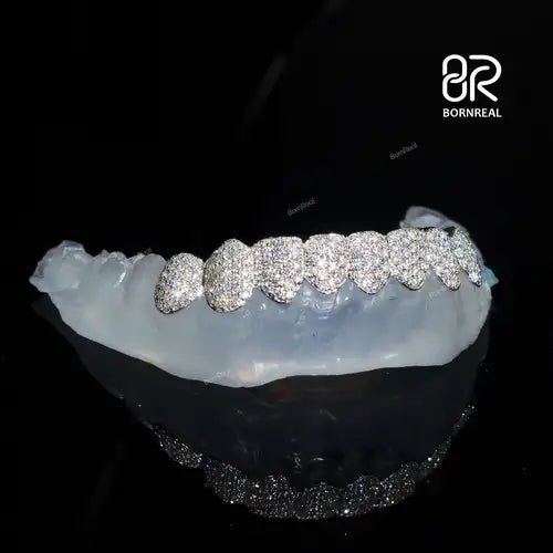 Custom Hip Hop Grillz 925 Sterling Silver Vvs Moissanite Diamond Grillz