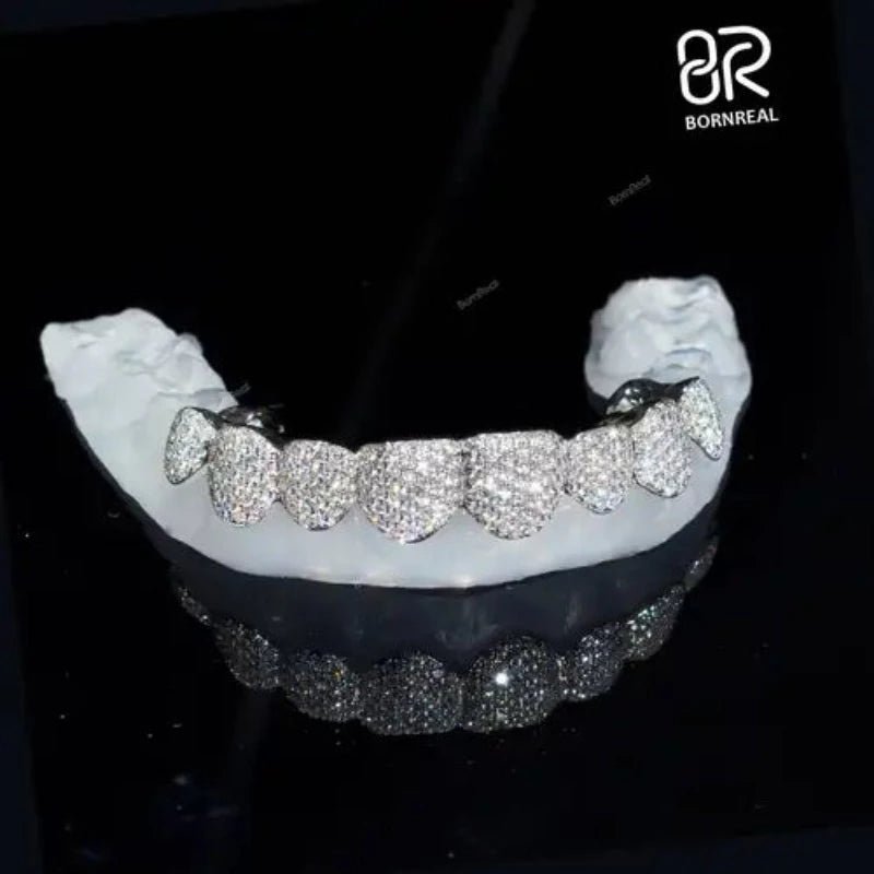 Custom Hip Hop Grillz 925 Sterling Silver Vvs Moissanite Diamond Grillz