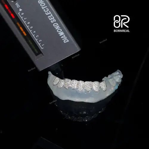 Custom Hip Hop Grillz 925 Sterling Silver Vvs Moissanite Diamond Grillz