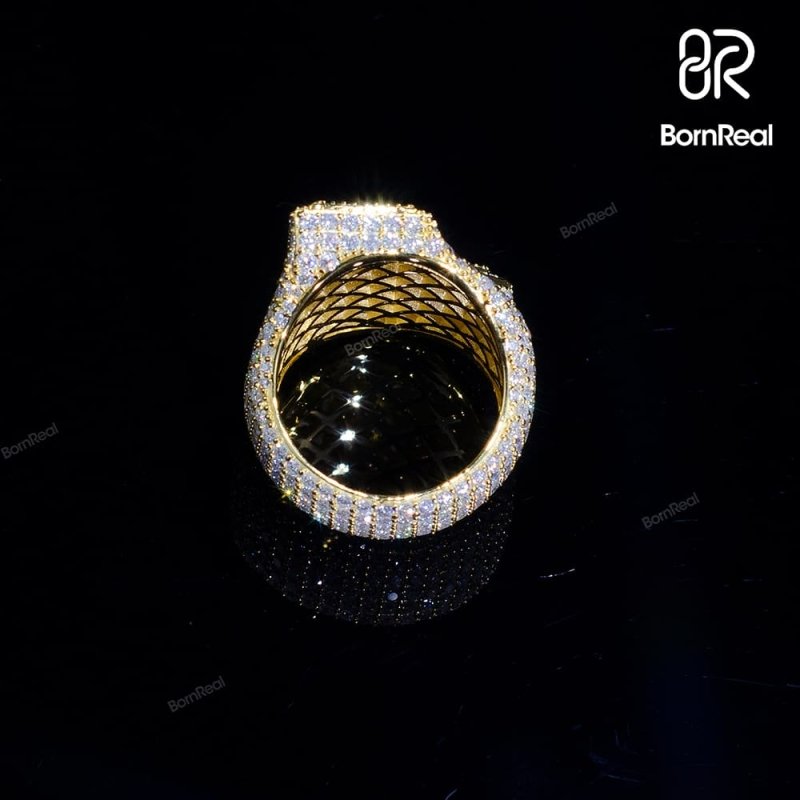 Custom Hip Hop Initial Letter VVS Moissanite Diamond Iced Out Ring