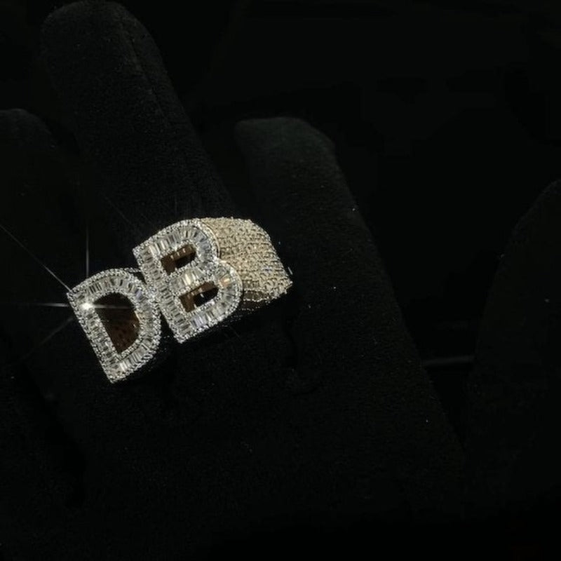 Custom Hip Hop Letter VVS Moissanite Diamond Iced Out Ring For Men