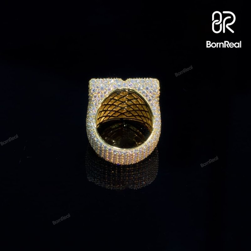 Custom Iced Out Diamond Moissanite Baguette Hip Hop Ring For Men