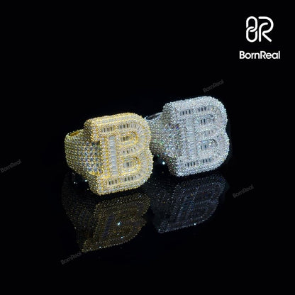 Custom Iced Out Diamond Moissanite Baguette Hip Hop Ring For Men