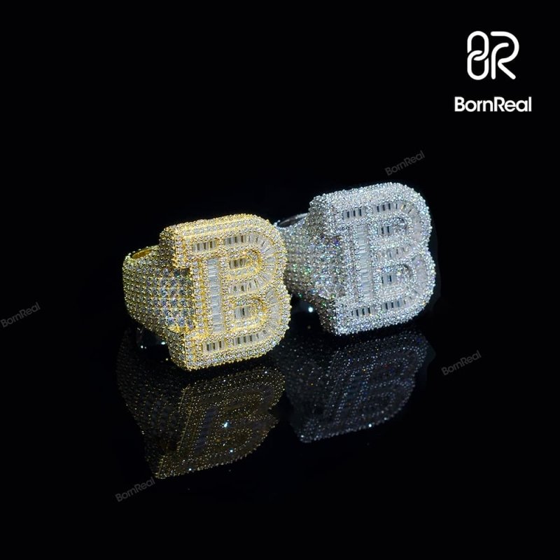 Custom Iced Out Diamond Moissanite Baguette Hip Hop Ring For Men