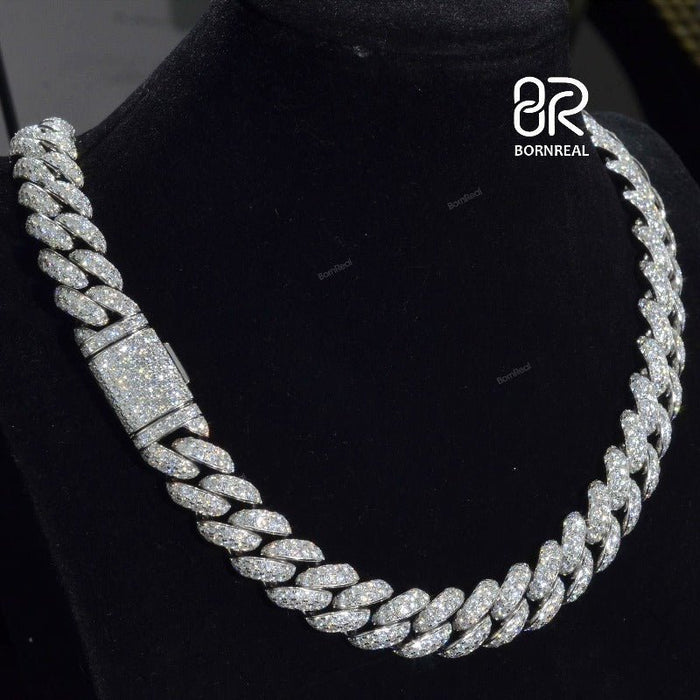 8MM/10MM/12MM/14MM Silver Moissanite Rapper Cuban Link Chain 10K/14K/1 ...