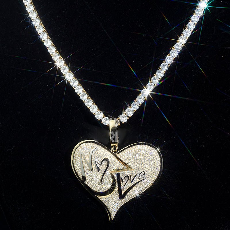 Custom Iced Out Moissanit Diamond 925 Silver Heart Pendant