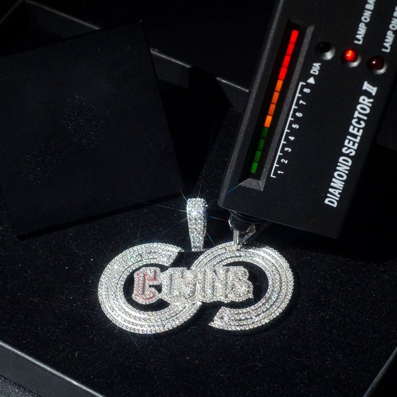 Custom Iced Out Moissanit Diamond 925 Silver Logo Pendant