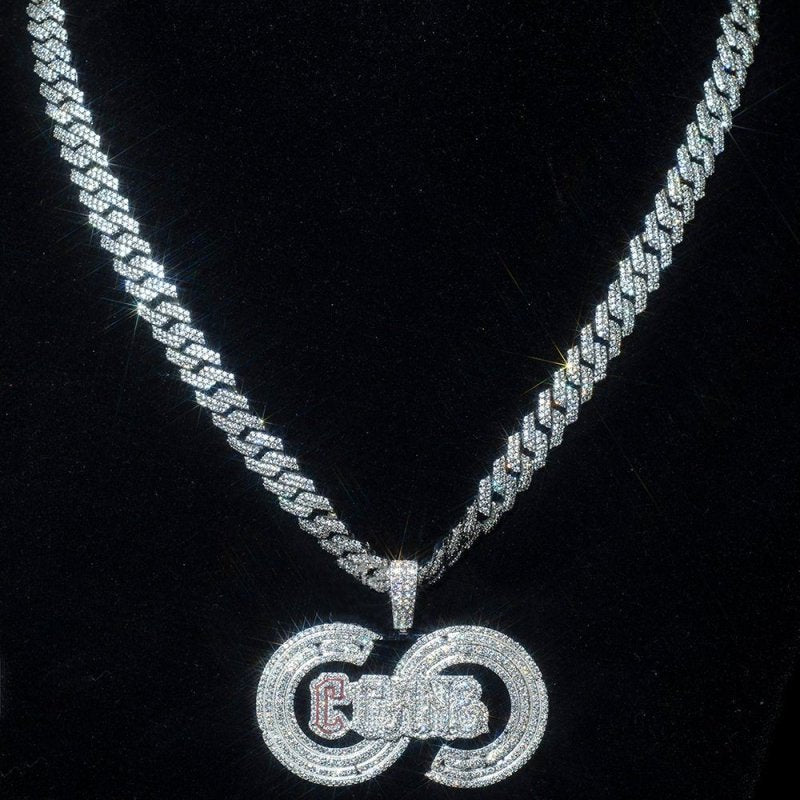 Custom Iced Out Moissanit Diamond 925 Silver Logo Pendant