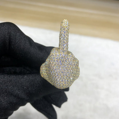 Custom Icon Iced Out Diamond Moissanite Mix Color Hip Hop Male Ring
