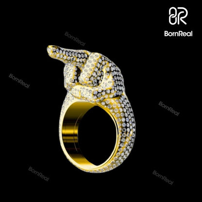 Custom Icon Iced Out Diamond Moissanite Mix Color Hip Hop Male Ring