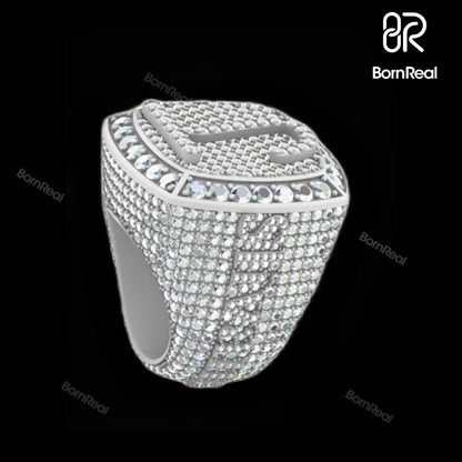Custom Letter Iced Out Diamond VVS Moissanite D Color Hip Hop Male Ring