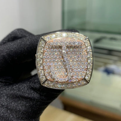 Custom Letter Iced Out Diamond VVS Moissanite D Color Hip Hop Male Ring