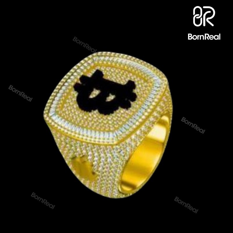 Custom Letter Logo VVS Moissanite Hip Hop Male Ring