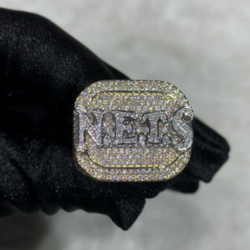 Custom Logo Iced Out Diamond Moissanite Mix Color Hip Hop Male Ring