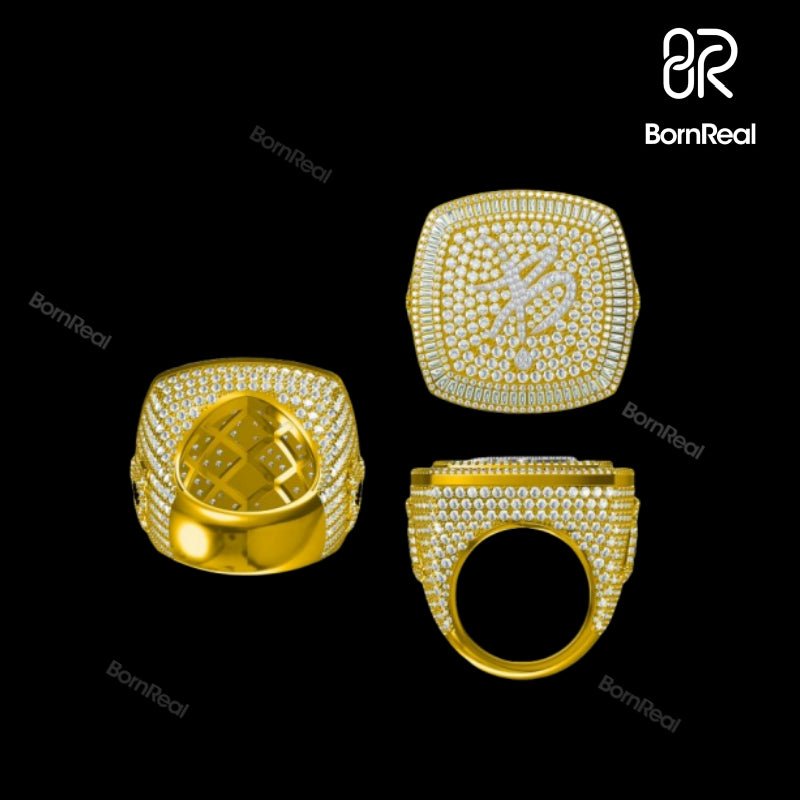 Custom Logo Moissanite Hip Hop Male Ring