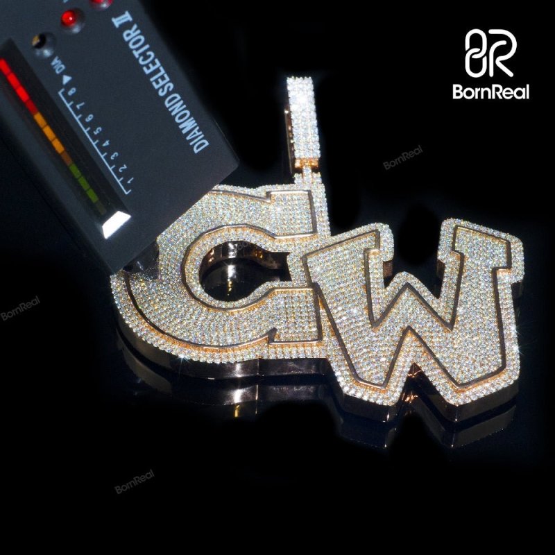 Custom Moissanite Chain Enamel HipHop Name Rapper Pendant