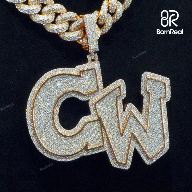 Custom Moissanite Chain Enamel HipHop Name Rapper Pendant