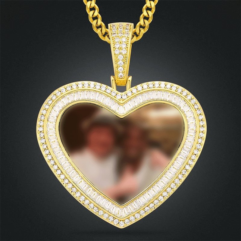 Custom Moissanite DIY Heart Shape Memory Photo Pendant