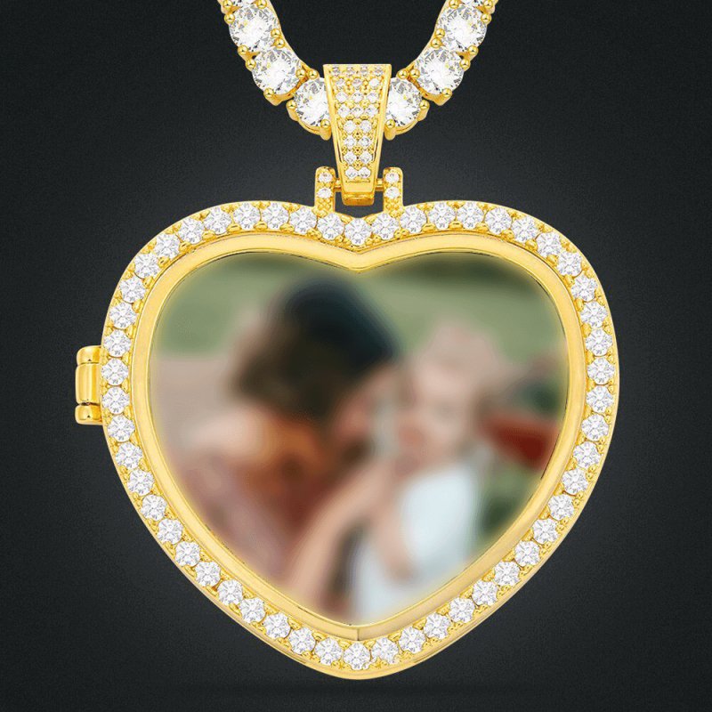 Valentine's Day Custom Diamond Moissanite Memory Photo Pendant