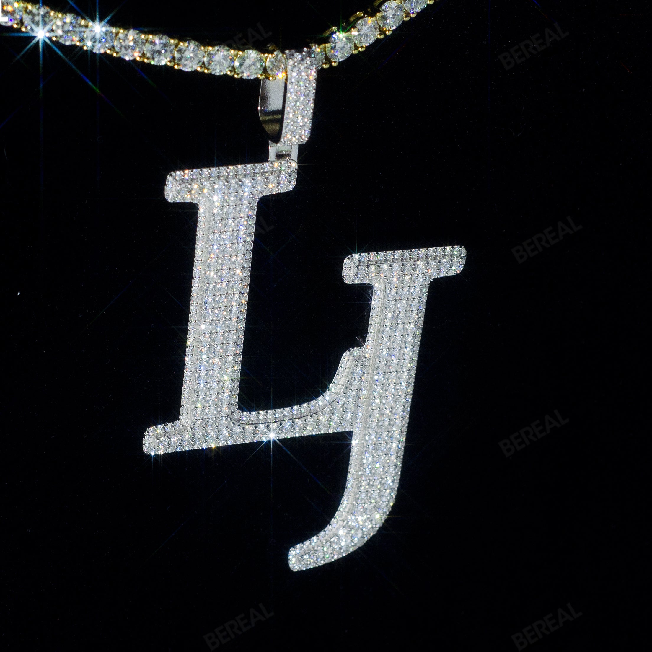 Custom Moissanite Hip Hop 925 Silver Letter Pendant