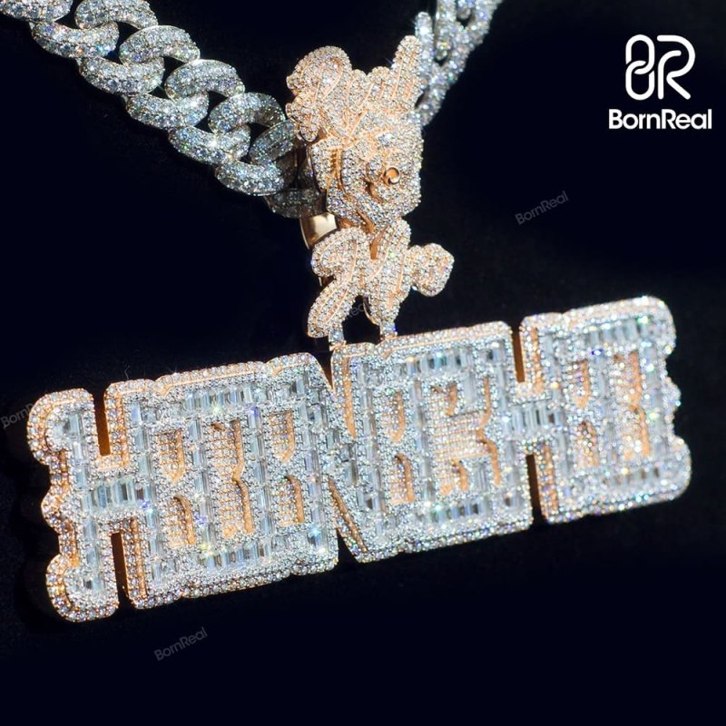 Custom Moissanite Hip Hop chain Rose Gold Name Pendant