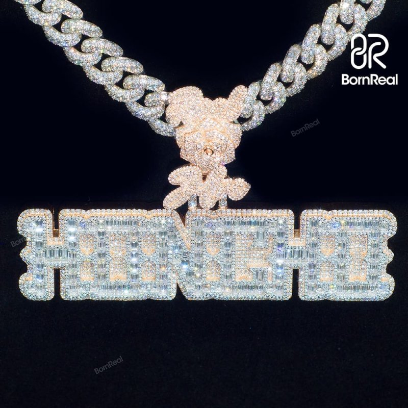 Custom Moissanite Hip Hop chain Rose Gold Name Pendant