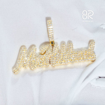 Custom Moissanite Hip Hop chain Yellow Gold Name Pendant For Men