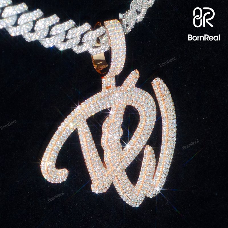 Custom Moissanite Hip Hop Rose Gold Letter Pendant