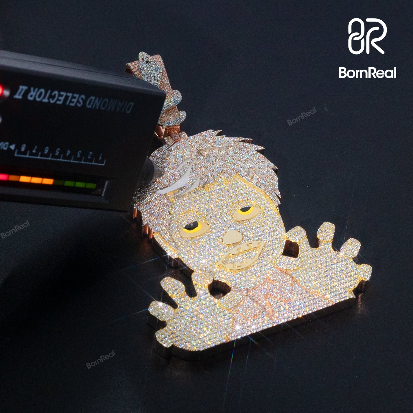 Custom Moissanite Hip Hop Zombie Emoji Pendant