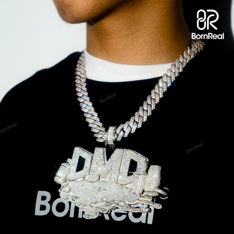 Custom Moissanite Iced Diamond Hip Hop Chain Logo Pendant