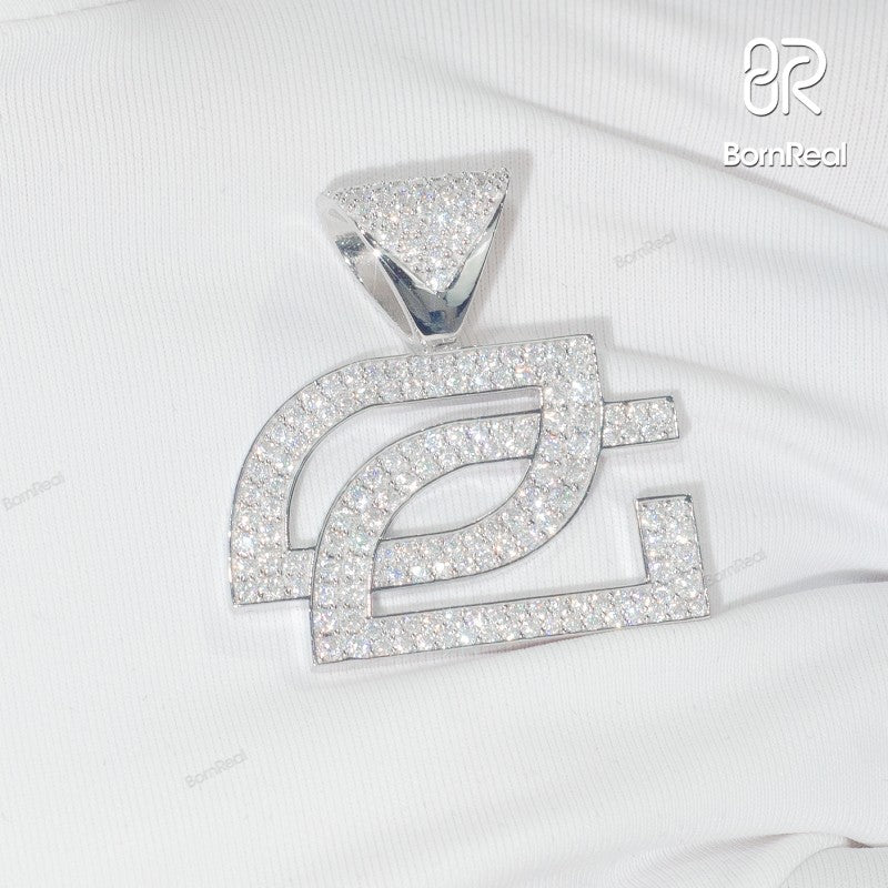 Custom Moissanite Iced Out Rapper Logo Pendant