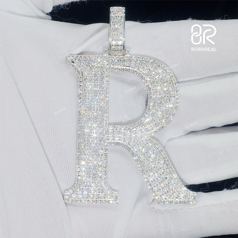 Custom Moissanite Initial A To Z Chain Hip Hop Iced Out Rapper Letter Pendant 2‘’