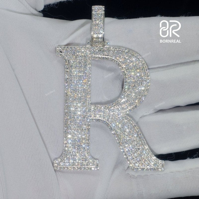 Custom Moissanite Initial A To Z Hip Hop Iced Out Rapper Letter Pendant 2‘’