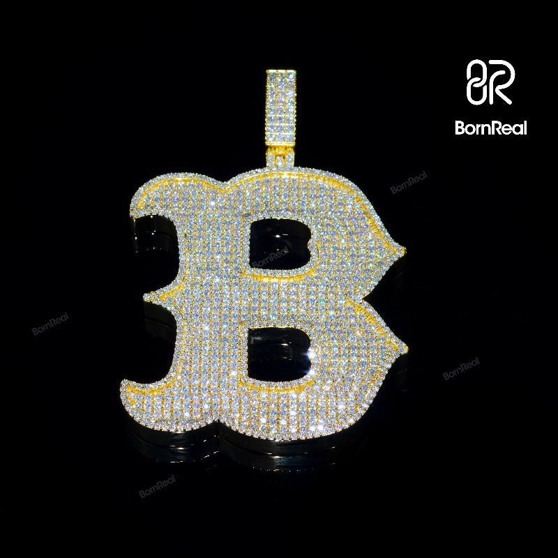 Custom Moissanite Initial B Chain Hip Hop Diamond Letter Pandent