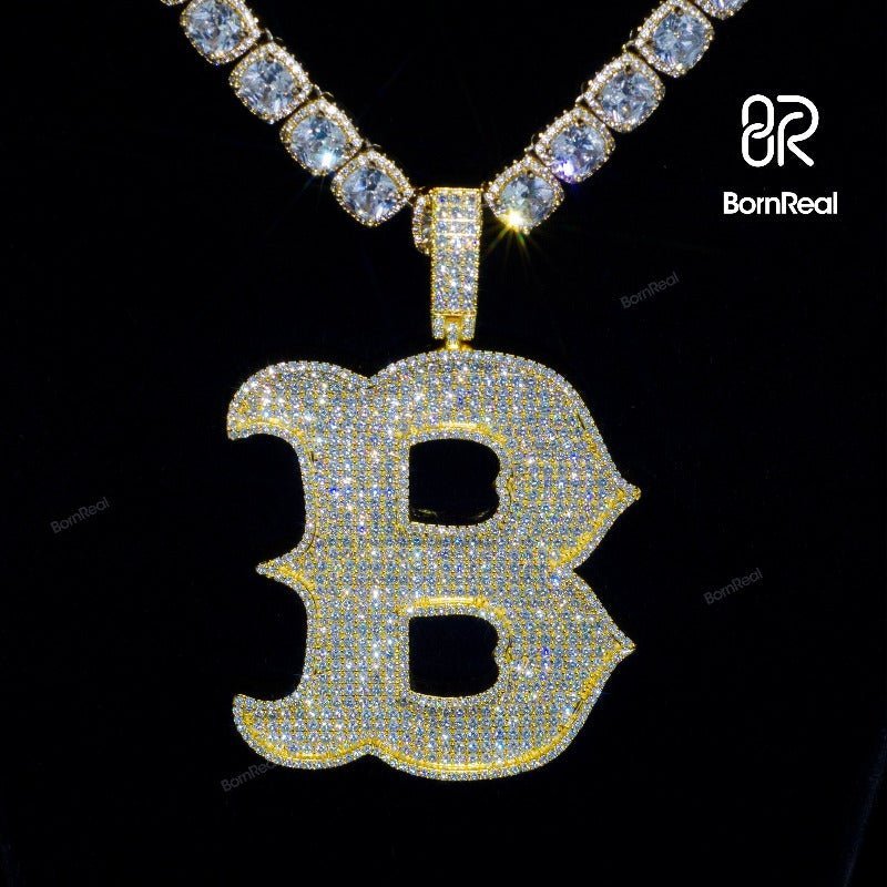 Custom Moissanite Initial B Chain Hip Hop Diamond Letter Pandent