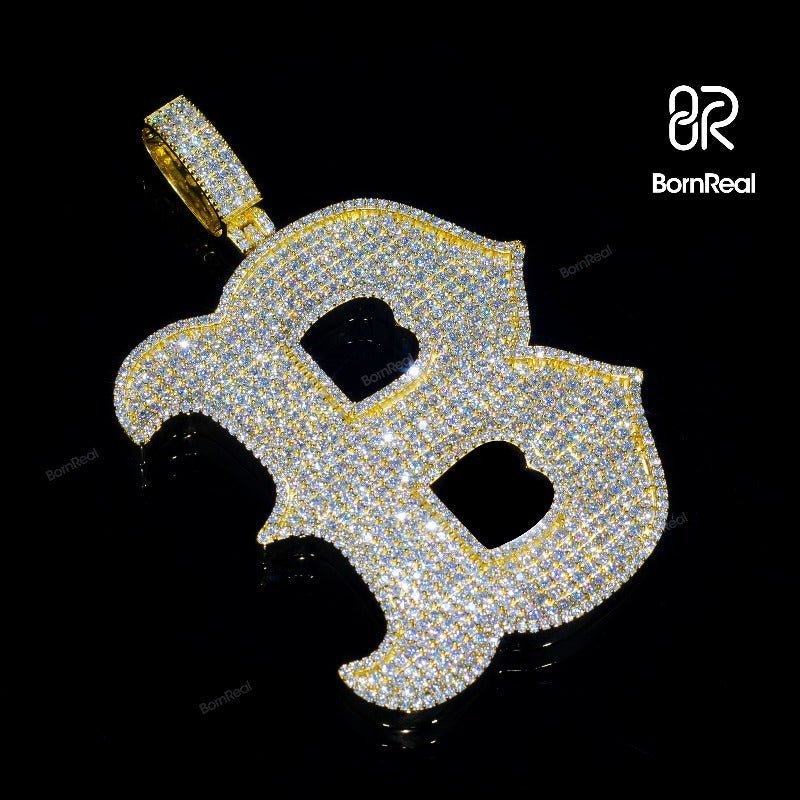 Custom Moissanite Initial B Chain Hip Hop Diamond Letter Pandent