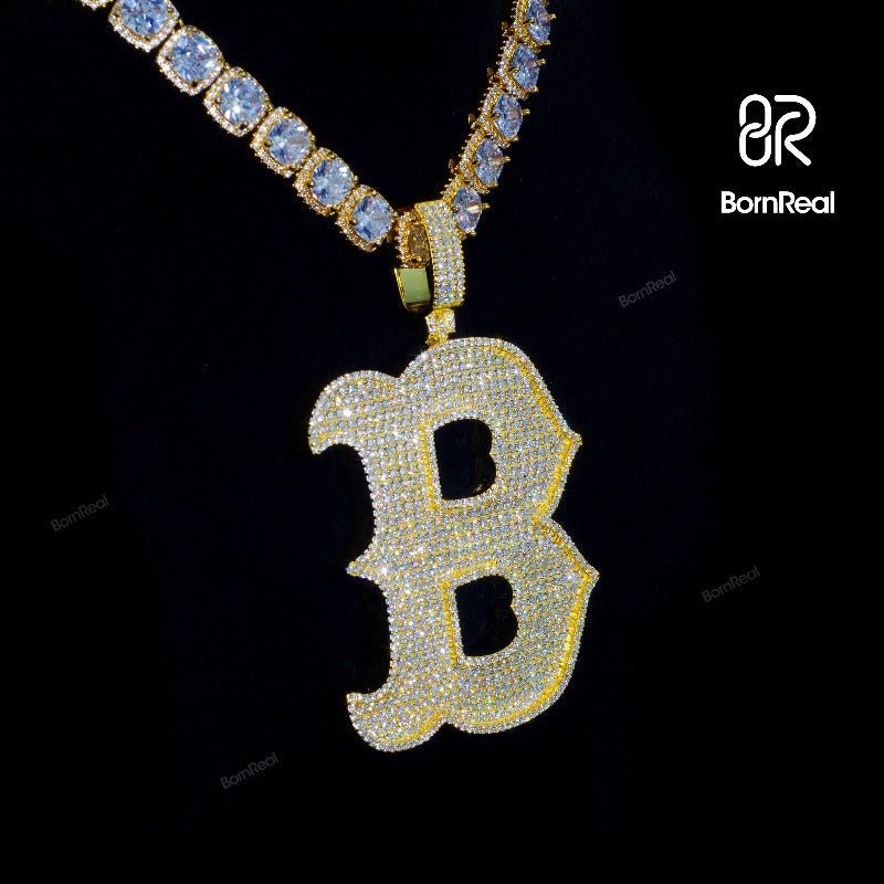 Custom Moissanite Initial B Chain Hip Hop Diamond Letter Pandent