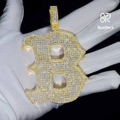 Custom Moissanite Initial B Chain Hip Hop Diamond Letter Pandent