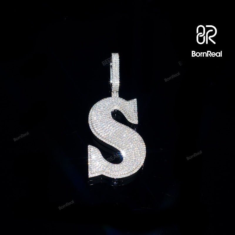 Custom Moissanite Initial S Chain Hip Hop Letter Pandent