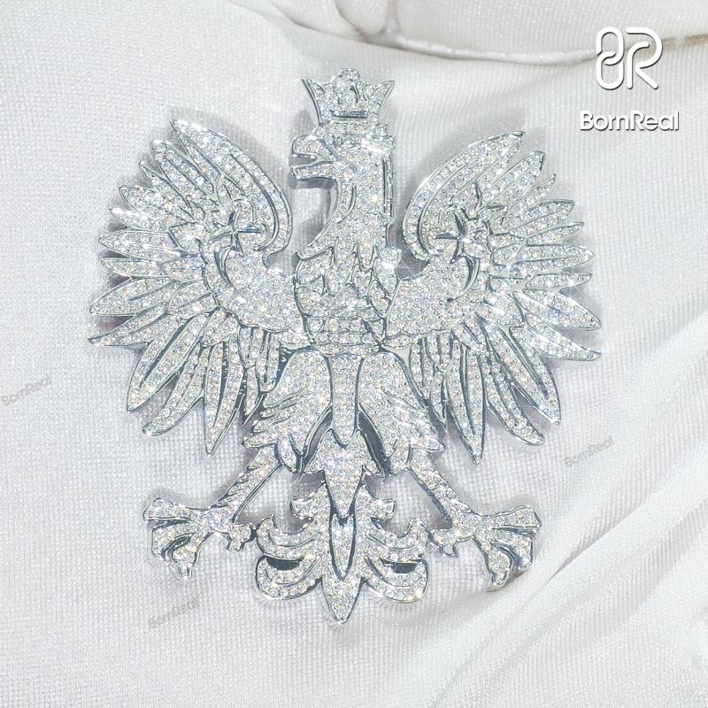 Custom Moissanite White Gold Hip Hop Poland Eagle Logo Pendant