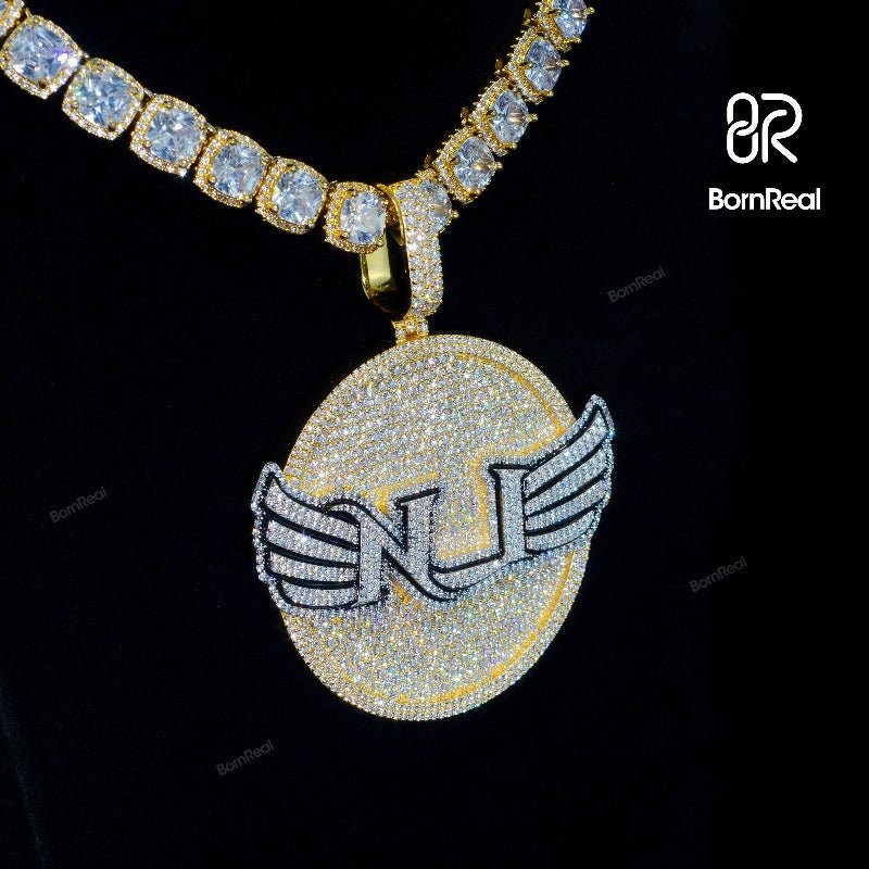 Custom Moissanite Wings Diy Chain Hip Hop Logo Pendant For Men