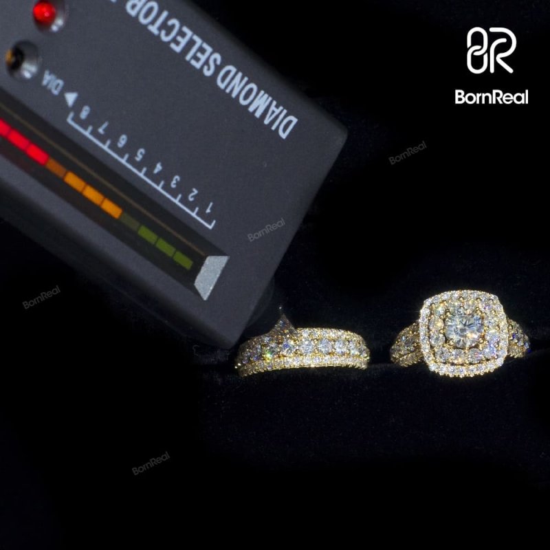 Custom Pass Diamond Tester Hip Hop Vvs Moissanite Wedding Ring