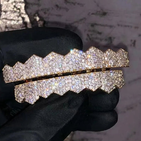 Custom Personalized Mens Hip Hop Jewelry Vvs Moissanite Diamond White Gold Iced Out 18k Gold Plate Grillz Teeth